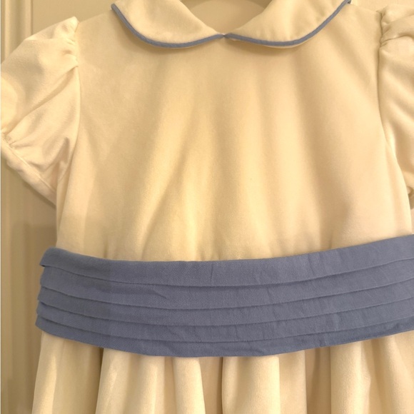 Sal & Pimenta Cream Velvet and French Blue Dress Holiday Perfect - Picture 6 of 9